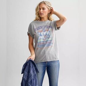 American Highway Women's T-Shirt, Medium, Farm Feeds Cows Pigs Corn Meal